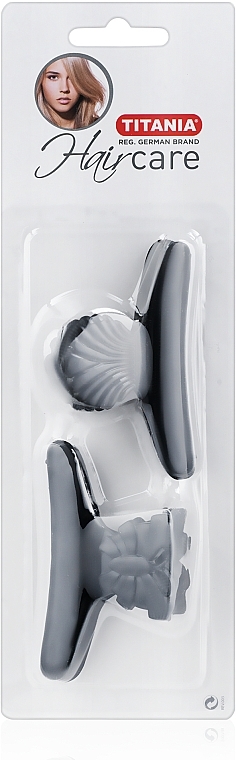Shell Claw Clip, 8 cm, 2 pcs, black - Titania — photo N1