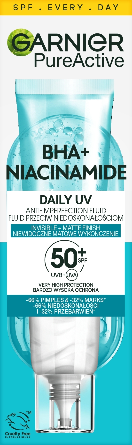 Lightweight Day Face Fluid - Garnier Pure Active BHA+ Niacynamid Daily UV Anti-Imperfection Fluid — photo 40 ml