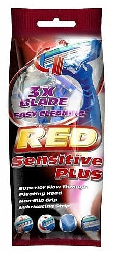 Disposable Razor, 3 pcs - Mattes Red Sensitive Plus — photo N1