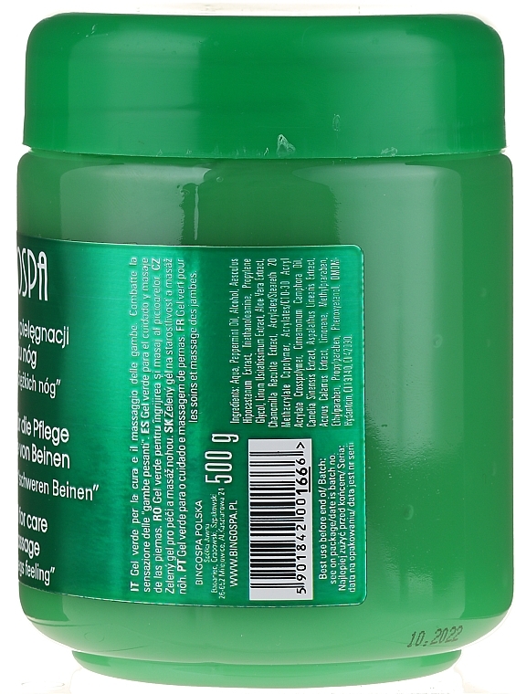 Foot Gel with Thin Capillaries against Fatigue "Green" - BingoSpa Green Gel — photo N2