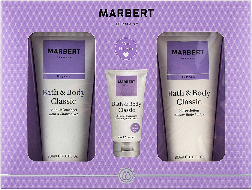 Marbert Bath & Body Classic - Set (sh/gel/200 ml + h/cr/50 ml + b/lot/200 ml) — photo N1