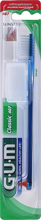 Classic 407 Toothbrush, soft, blue - G.U.M Soft Compact Toothbrush — photo N1