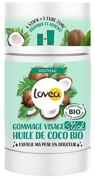 Stick Face Scrub - Lovea Facial Scrub Stick Organic Coconut Oil — photo N1