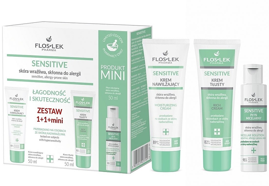 Set - Floslek Sensitive Set (f/cr/2x50 ml + micellar/water/50 ml) — photo N2