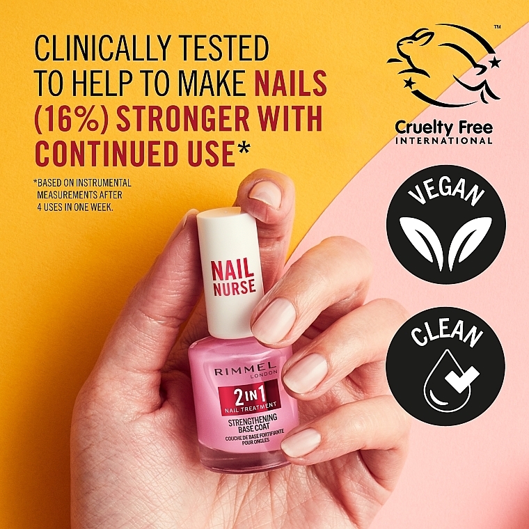 Nail Strengthener - Rimmel Nail Nurse 2 in 1 Nail Treatment Strengthening Base Coat — photo N7