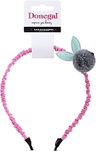 Fragrances, Perfumes, Cosmetics Hair Hoop, FA-5629, pink with gray decoration & blue ears - Donegal