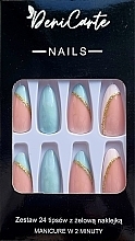 Fragrances, Perfumes, Cosmetics Nail Tips Set with Gel Sticker, 24 pcs. - Deni Carte Nail Tips White Blue French 9423