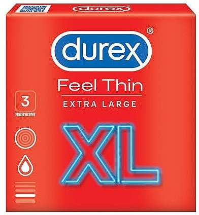 Condoms, 3 pcs - Durex Feel Thin XL — photo N1