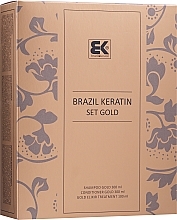 Set - Brazil Keratin Anti Frizz Gold (shm/300ml + cond/300ml + elixir/100ml) — photo N1
