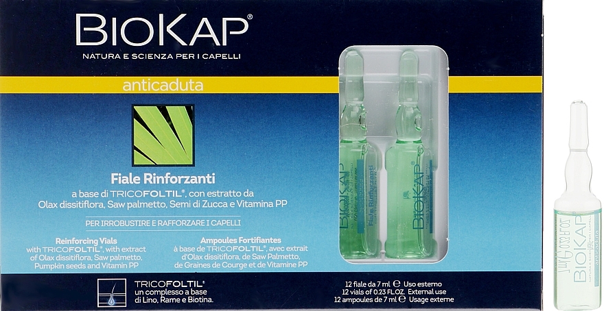 Strengthening Anti Hair Loss Treatment - BiosLine BioKap Hair Loss Ampoules — photo N1