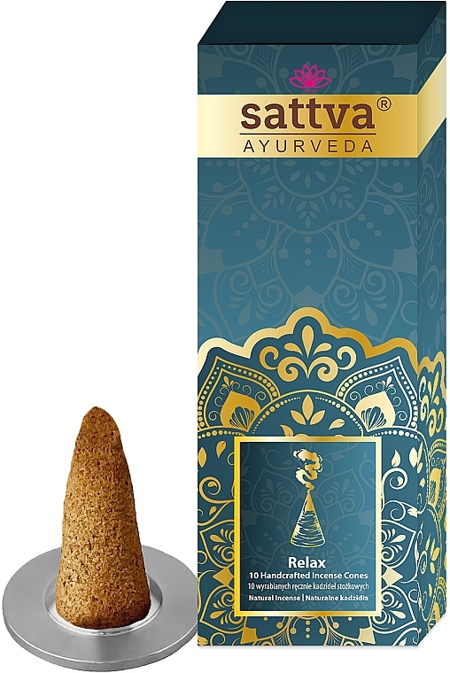 Natural Conical Incense - Sattva Ayurveda Relax Incense Cones — photo N1