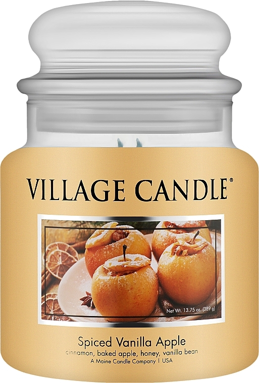 Scented Candle in Jar, glass cap - Village Candle Spiced Vanilla Apple — photo N1