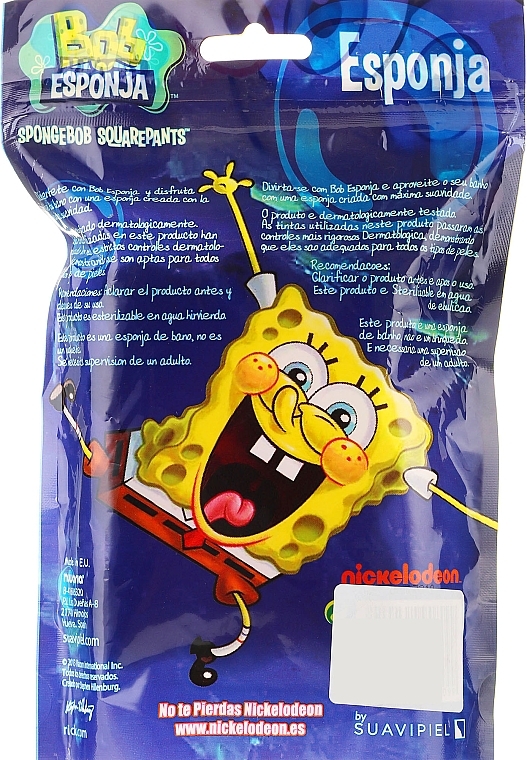 Bath Sponge "Spongebob", Spongebob with Glasses - Suavipiel Sponge Bob Bath Sponge — photo N5