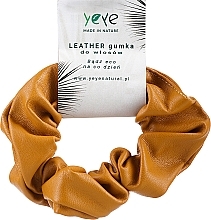 Leather Scrunchie 10.5 x 3.5 cm, mustard - Yeye Leather Scrunchie — photo N1