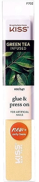 Nail File for False Nails, 100/240, F 702 - Kiss Green Tea Infused Glue & Press On For Artficial Nails — photo N7