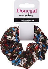 Fragrances, Perfumes, Cosmetics Elastic Hair Band, FA-5608, dark brown with flowers - Donegal