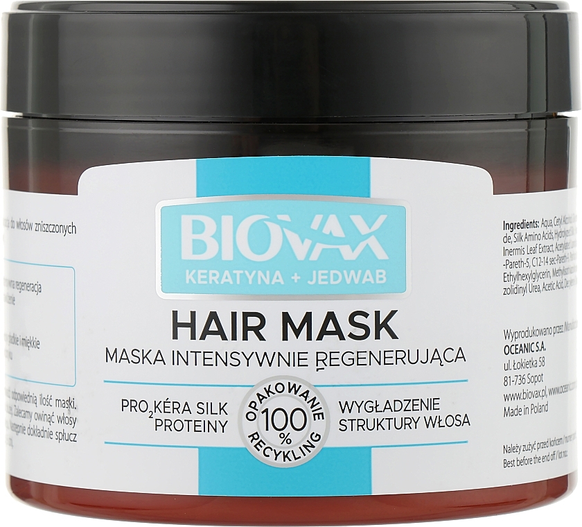 Keratin & Silk Hair Mask - Biovax Keratin + Silk Hair Mask — photo N2