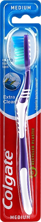 Toothbrush Medium Hard Extra Clean, purple - Colgate Extra Clean Medium — photo N1