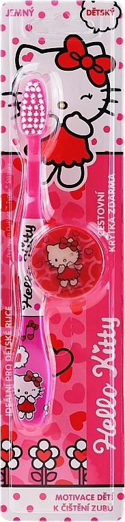 Kids Toothbrush with Cap, pink and white - VitalCare Hello Kitty — photo N3