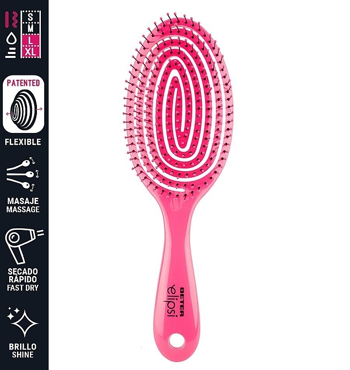 Brush for Long Hair, pink - Beter Elipsi Detangling Brush Large Fucsia — photo N4