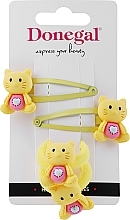 Fragrances, Perfumes, Cosmetics Hair Clip & Tie Set, FA-5663+1, yellow with cats - Donegal