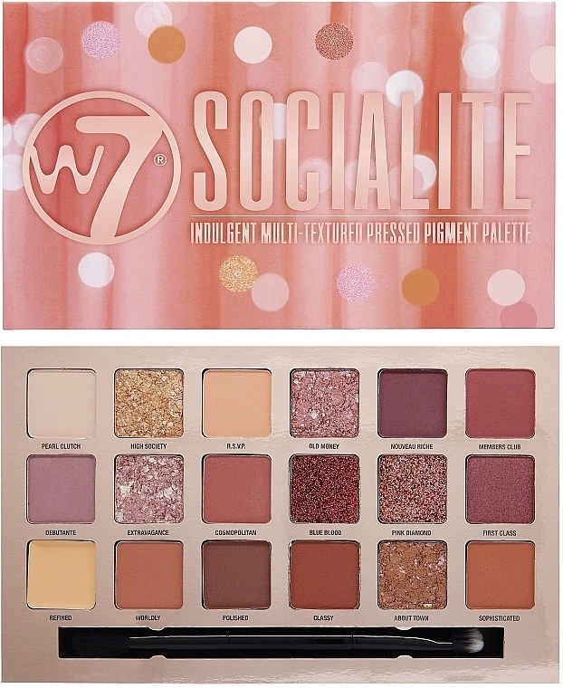 Eyeshadow Palette - W7 Indulgent Socialite Multi Textured­ Pressed Pigment Palette — photo N1