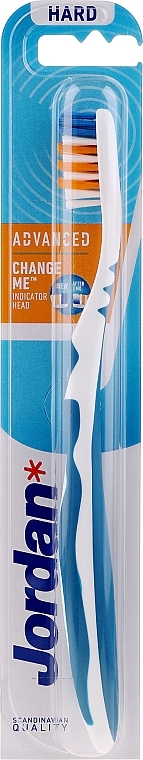 Toothbrush, hard, no cap, white-dark blue - Jordan Advanced Toothbrush — photo N1