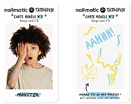 Temporary Tattoo Set - Nailmatic Tattoopen Duo Set Monster (pen/2x2.5g + kards/4pcs) — photo N3