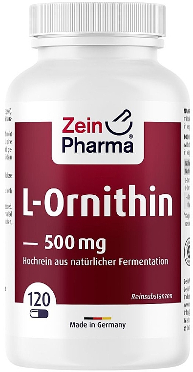 L-Ornithine Food Supplement, 500 mg - ZeinPharma L-Ornithine Capsules — photo N1