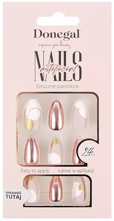 False Nails Set 3120 - Donegal Artistic Rose Gold — photo N1