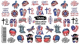 Fragrances, Perfumes, Cosmetics Water Nail Stickers 'USA' - Divia Di860