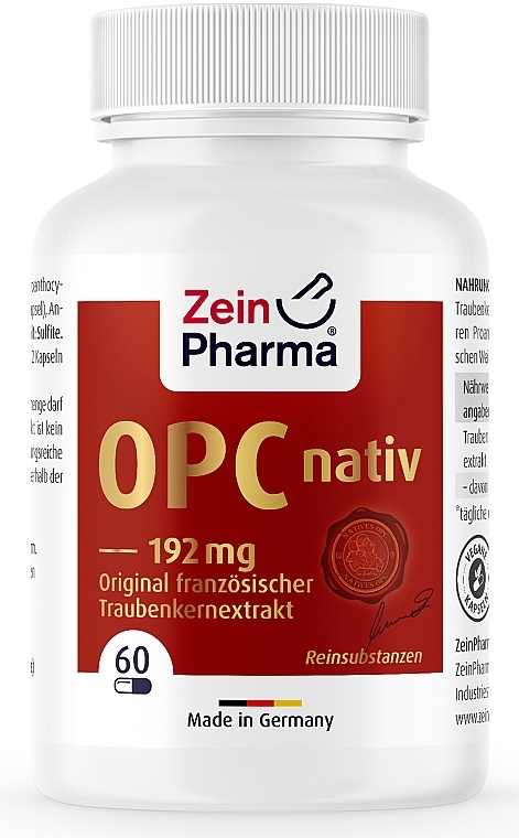 Grape Extract Food Supplement, 60 Caps - ZeinPharma OPC Native 192mg Capsules — photo N1