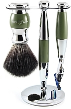 Fragrances, Perfumes, Cosmetics Shaving Set - Edwin Jagger Green & Chrome 3 Piece Fusion Set Black Synthetic