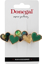 Fragrances, Perfumes, Cosmetics Hair Clip, FA-5712+1, green hearts - Donegal