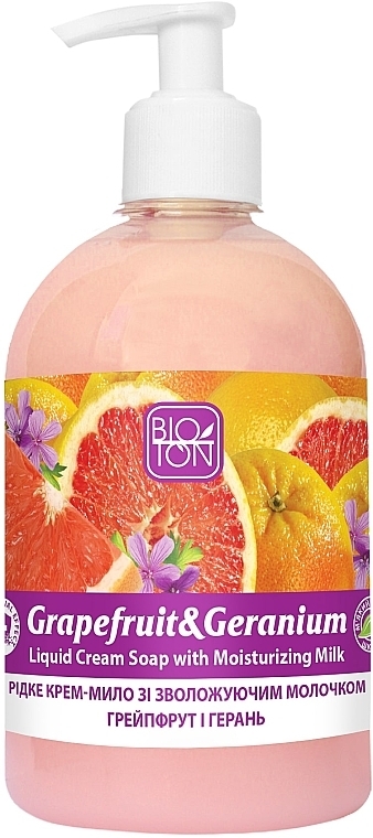 Liquid Cream Soap "Grapefruit & Geranium" - Bioton Cosmetics Active Fruits Grapefruit & Geranium Soap — photo N2