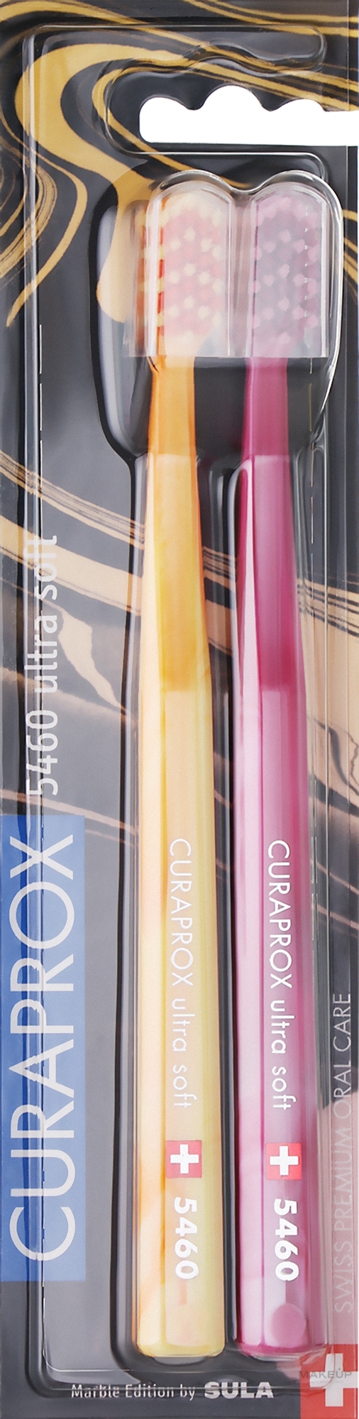 Toothbrush Set, orange+crimson, 2 pieces - Curaprox CS 5460 Duo Marble Edition — photo 2 szt.
