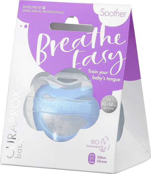 Baby Soother with Storage Case, Age 2.5 and Older, Size 2, Blue - Curaprox Baby Soother Breathe Easy — photo N5