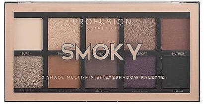 Eyeshadow Palette - Profusion Cosmetics Smoky 10 Shade Multi-Finish Eyeshadow Palette — photo N1