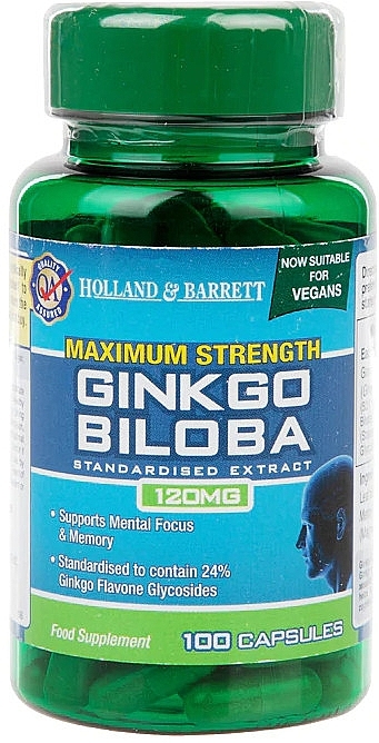 Food Supplement "Maximum Strength Ginkgo Biloba" - Holland & Barrett Maximum Strength Ginkgo Biloba 120mg — photo N6