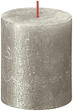 Fragrances, Perfumes, Cosmetics Cylinder Candle Champagne, 80/68 mm - Bolsius Rustic Shimmer Metallic Candle