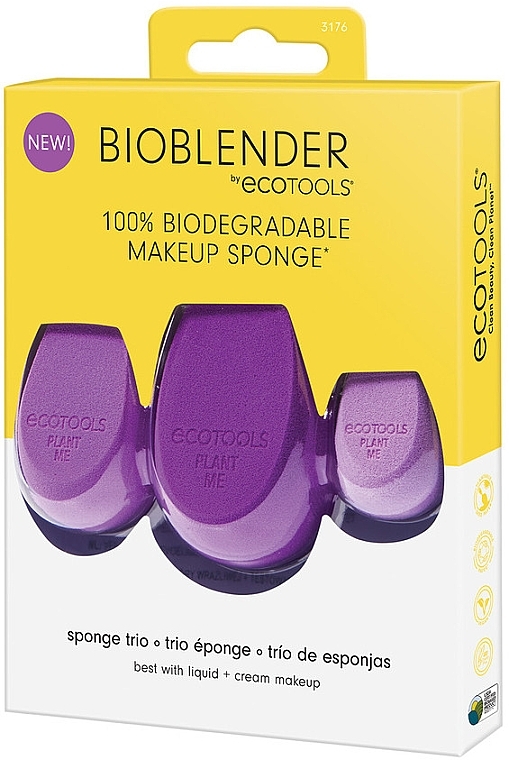 Makeup Sponge, purple, 3 pcs - EcoTools BioBlender Trio — photo N3