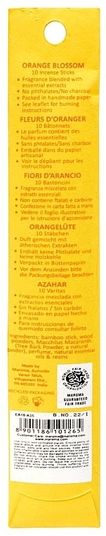 Orange Blossom Incense Sticks - Maroma Encens d'Auroville Stick Incense Orange Blossom — photo N2