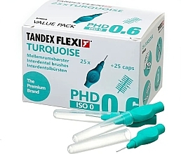 Fragrances, Perfumes, Cosmetics Interdental Brushes with Caps, 0.6 mm, Turquoise - Tandex Flexi Turquoise