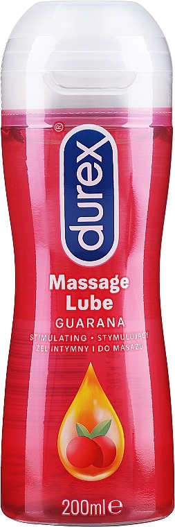 Intimate Gel Lubricant with Massage Applicator "Guarana", 200 ml - Durex Play Massage 2 in 1 Sensual — photo N1