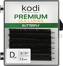 Butterfly Green D 0.15 False Eyelashes (6 rows: 13 mm) - Kodi Professional — photo N1