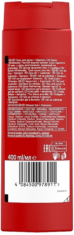 Shower Gel - Old Spice Whitewater 3 In 1 Body-Hair-Face Wash — photo N2