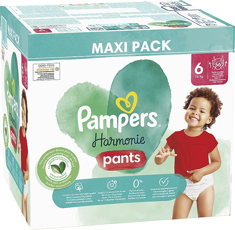 Harmonie Nappy Pants, size 6 (15 + kg), 56 pcs - Pampers — photo N3