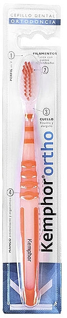 Toothbrush, orange - Kemphor Kemphor Ortho Orthodontic Toothbrush — photo N1