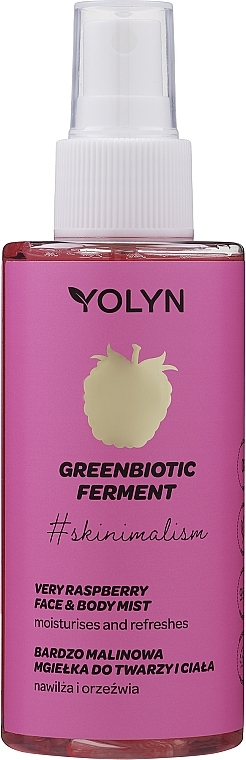 Face & Body Mist - Yolyn #skinimalism Greenbiotic Ferment Very Raspberry Face & Body Mist — photo N1