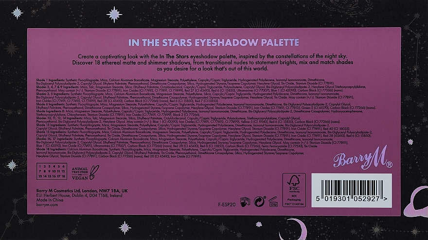 Eyeshadow Palette, 18 shades - Barry M Eyeshadow Palette In The Stars — photo N3